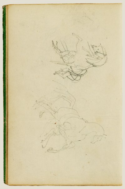Dos estudios sobre un caballo en fase de cría de Theodore Gericault