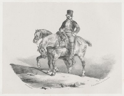 Un postillón o Los dos caballos enjaezados (A Postilion or The Two Harnessed Horses) de Theodore Gericault