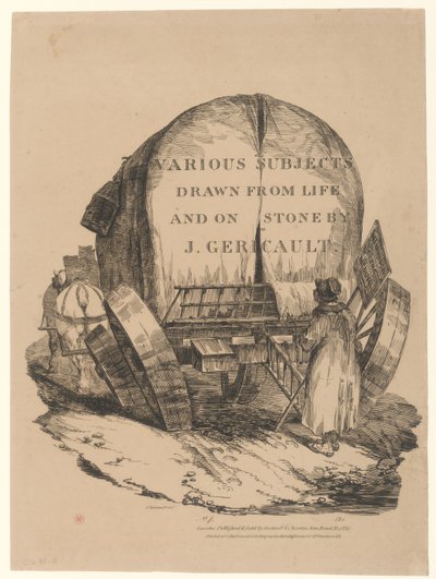Una carretilla enganchada (Título de la serie inglesa) [A Hitched Wagon or A Horse-Drawn Cart (Página de título de la serie inglesa)] de Theodore Gericault