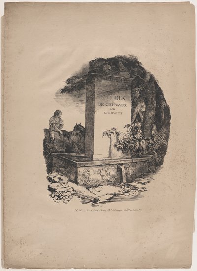 Abrevadero, página de título de «Estudios sobre caballos» (Études de Chevaux) de Theodore Gericault