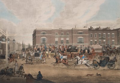 Coches en el Elefante y el Castillo, Londres, primera mitad del siglo XIX de Theodore Henry Adolphus Fielding