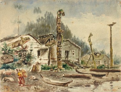 Vista de Wrangell, Alaska, en 1884 de Theodore J. Richardson