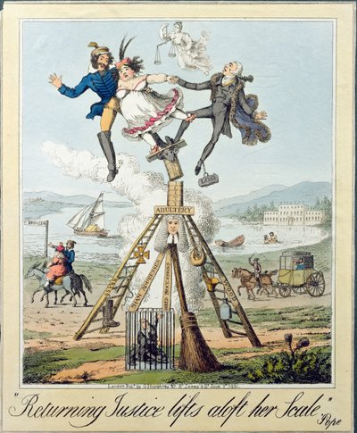 La justicia que regresa levanta su balanza, publicada por G. Humphrey, Londres, 1821 de Theodore Lane