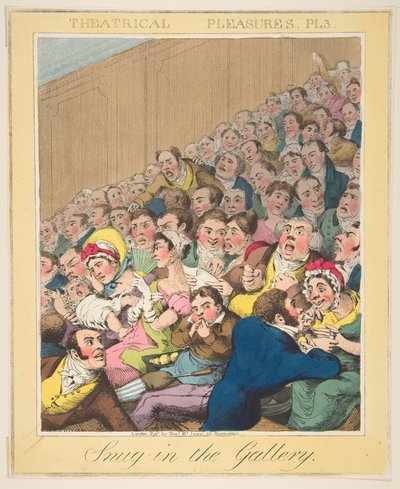 Placeres teatrales, Snug en la galería, Placa 3, ca. 1835 de Theodore Lane