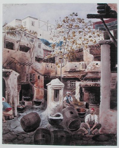 Una tintorería, Rue du Divan, Argel. c.1835 de Theodore Leblanc