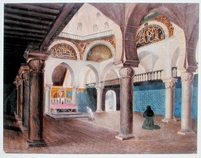 Interior de una Mezquita Convertida en Palacio Episcopal, Argel, c.1835 de Theodore Leblanc