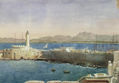 El puerto y el muelle en Argel, c.1830 de Theodore Leblanc