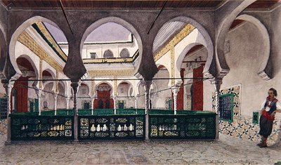 Vista de un patio interior de una casa en Argel, c.1830 de Theodore Leblanc