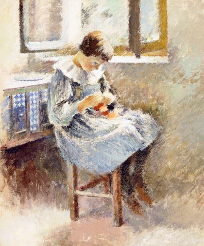 Niña cosiendo de Theodore Robinson