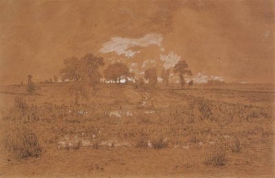 Paisaje vespertino con un pantano de Theodore Rousseau
