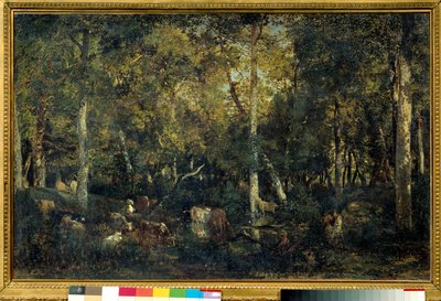 Interior del bosque llamado el Viejo Dormitorio del Bas-Breau (bosque de Fontainebleau). Pintura de Théodore Rousseau (1812-1887) de Pierre Etienne Theodore Rousseau