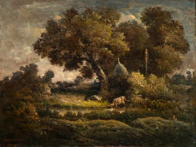 Paisaje con un horno de carbón de Theodore Rousseau