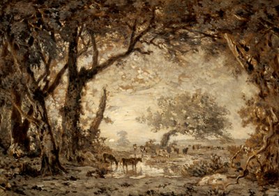 Atardecer desde el bosque de Fontainebleau de Theodore Rousseau