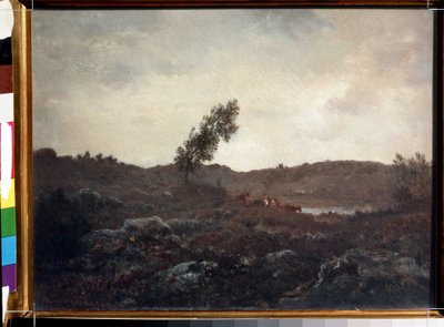 Vista de Barbizon (Vista de Barbizon). Pintura de Theodore Rousseau (1812-1867). Óleo sobre tabla, 24 x 32 cm, finales de 1840. Escuela Francesa de Barbizon. Museo Pushkin de Bellas Artes, Moscú. de Theodore Rousseau