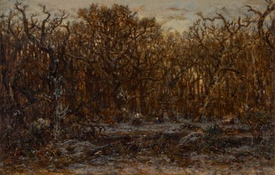 Bosque al atardecer en invierno de Theodore Rousseau
