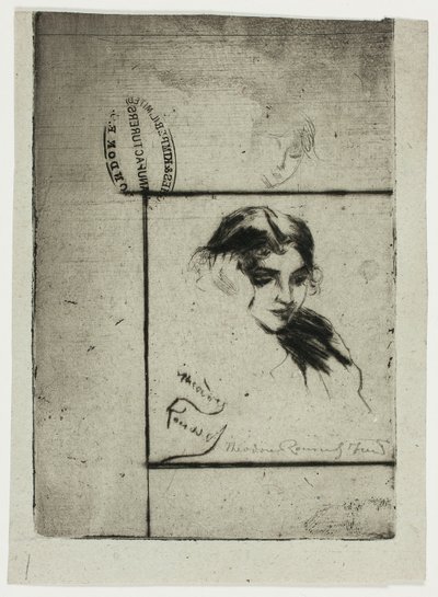 Cabeza de una niña apoyada en su mano de Theodore Roussel