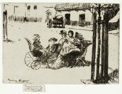 Niñas pequeñas y cochecitos, Chelsea Embankment de Theodore Roussel
