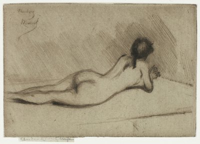 Estudio del desnudo de una niña acostada de Theodore Roussel