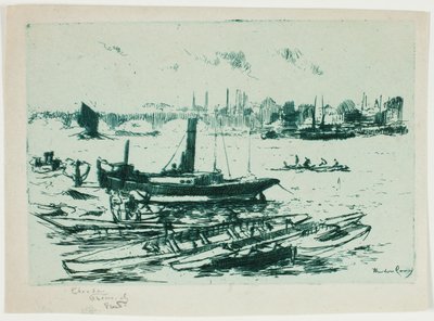 El lanzamiento de vapor, Chelsea Embankment de Theodore Roussel