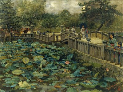 Estanque de lotos, Shiba, Tokio de Theodore Wores