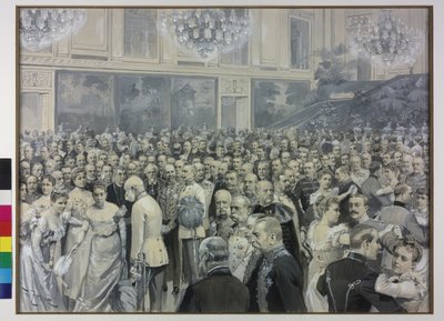 El emperador Francisco José saluda a Francisca, condesa de Sternberg-Larisch, y a María Teresa, condesa de Harrach Taxis de Theodore Zasche