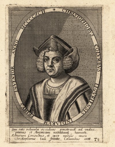 Cristóbal Colón, explorador y colonizador italiano de Theodore de Bry