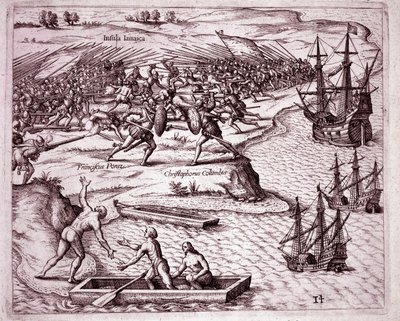 Cuarto viaje de Cristóbal Colón a la isla de Jamaica en 1503 de Theodore de Bry