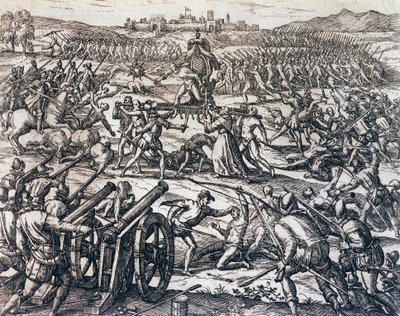 Las tropas de Francisco Pizarro (circa 1475-1541) capturando al emperador inca Atahualpa durante la Batalla de Cajamarca, 16 de noviembre de Theodore de Bry