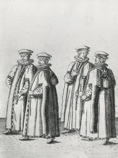 Tenderos en el cortejo fúnebre de Sir Philip Sidney camino a la Catedral de San Pablo, 1587 de Theodore de Bry