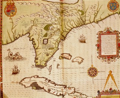 Mapa de Florida y Cuba de Theodore de Bry