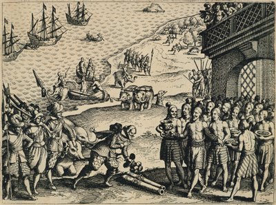 Los holandeses desembarcando en Calcuta de Theodore de Bry