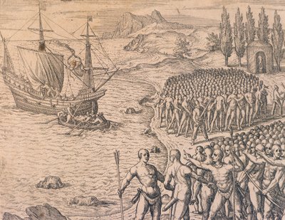 La llegada de los portugueses a Perú de Theodore de Bry