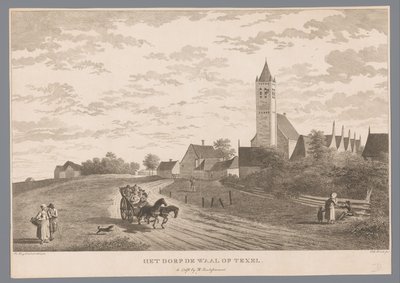 Vista del pueblo De Waal en Texel El pueblo de De Waal en Texel (título sobre el objeto) de Theodorus de Roode