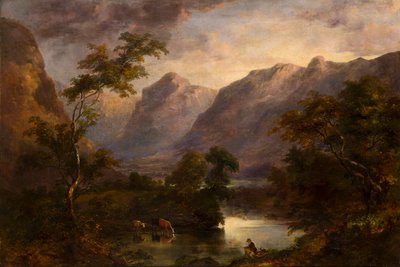 Una vista de Langdale, c.1827-90 (óleo sobre lienzo) de Theophil Lindsey Aspland