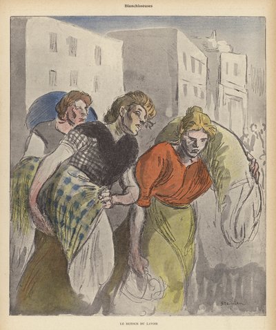 Lavanderas regresando de la lavandería de Theophile Alexandre (after) Steinlen