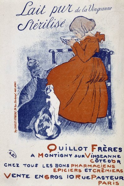 Cartel publicitario para la leche pura de la Vingeonne - por Steinlen de Théophile Alexandre Steinlen