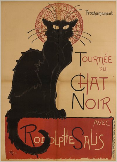 Cartel publicitario de la gira Cabaret du Chat Noir de Théophile Alexandre Steinlen