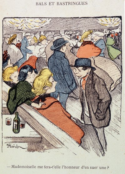 Bals y Bastringues: ¿La señorita me hará el honor de sudar uno? En “En la Vida”, por Steinlen de Théophile Alexandre Steinlen