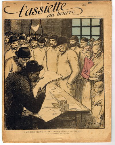 Portada de “El plato de mantequilla”, número 1, satírico en colores de Théophile Alexandre Steinlen