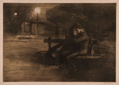Enamorados en un banco de Théophile Alexandre Steinlen