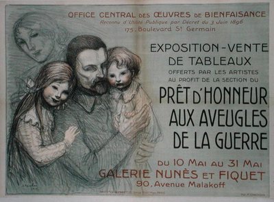 Póster publicitario de una venta de arte en ayuda de soldados ciegos de Théophile Alexandre Steinlen