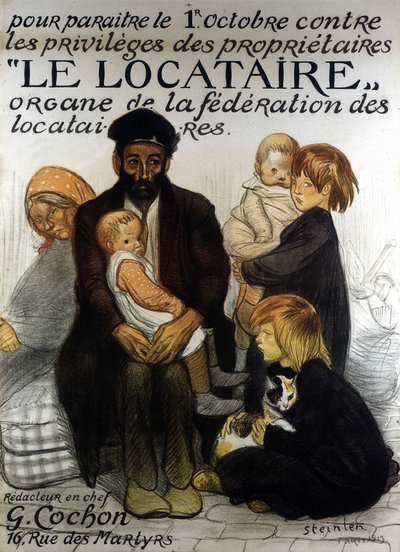 Cartel de presentación de la Federación de Inquilinos, París 1913 de Théophile Alexandre Steinlen