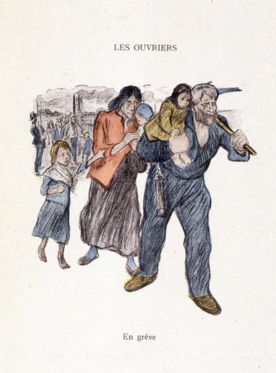 Trabajadores: en huelga en "Dans la vie", por Steinlen 1901 de Théophile Alexandre Steinlen