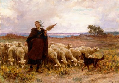Pastora con su rebaño de Theophile Louis Deyrolle
