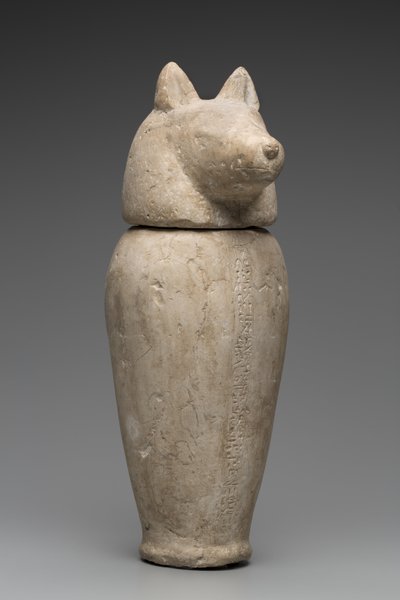 Jarro canopo con cabeza de chacal de Third Intermediate Period Egyptian