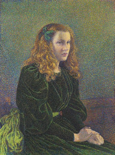 Joven mujer en vestido verde Germaine Maréchal de Théo van Rysselberghe