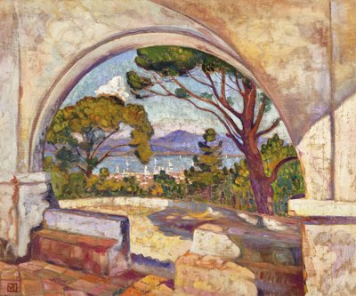 Saint Tropez, vista de la capilla St, c.1920 de Théo van Rysselberghe