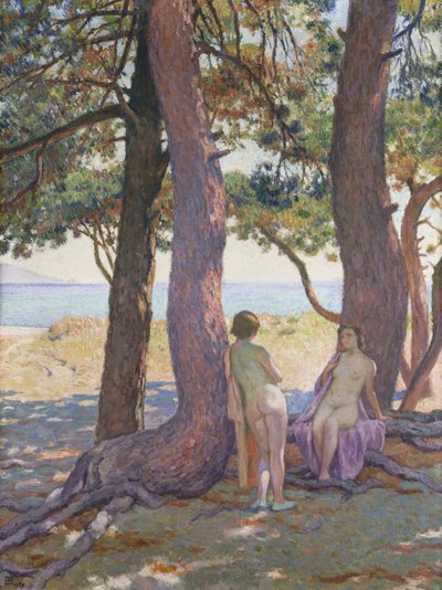Dos Desnudos bajo los Pinos de Théo van Rysselberghe