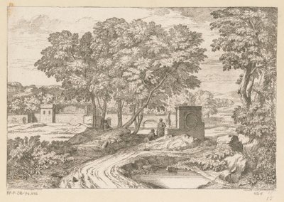 Paisaje arcádico con dos mujeres junto a una fuente Suite de Paysages (título de la serie) de Théodore