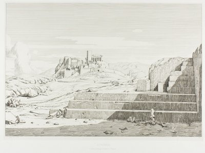 La Acrópolis de Atenas: Pnyx, Areópago, Acrópolis y Monte Hymmettos de Théodore Caruelle d
